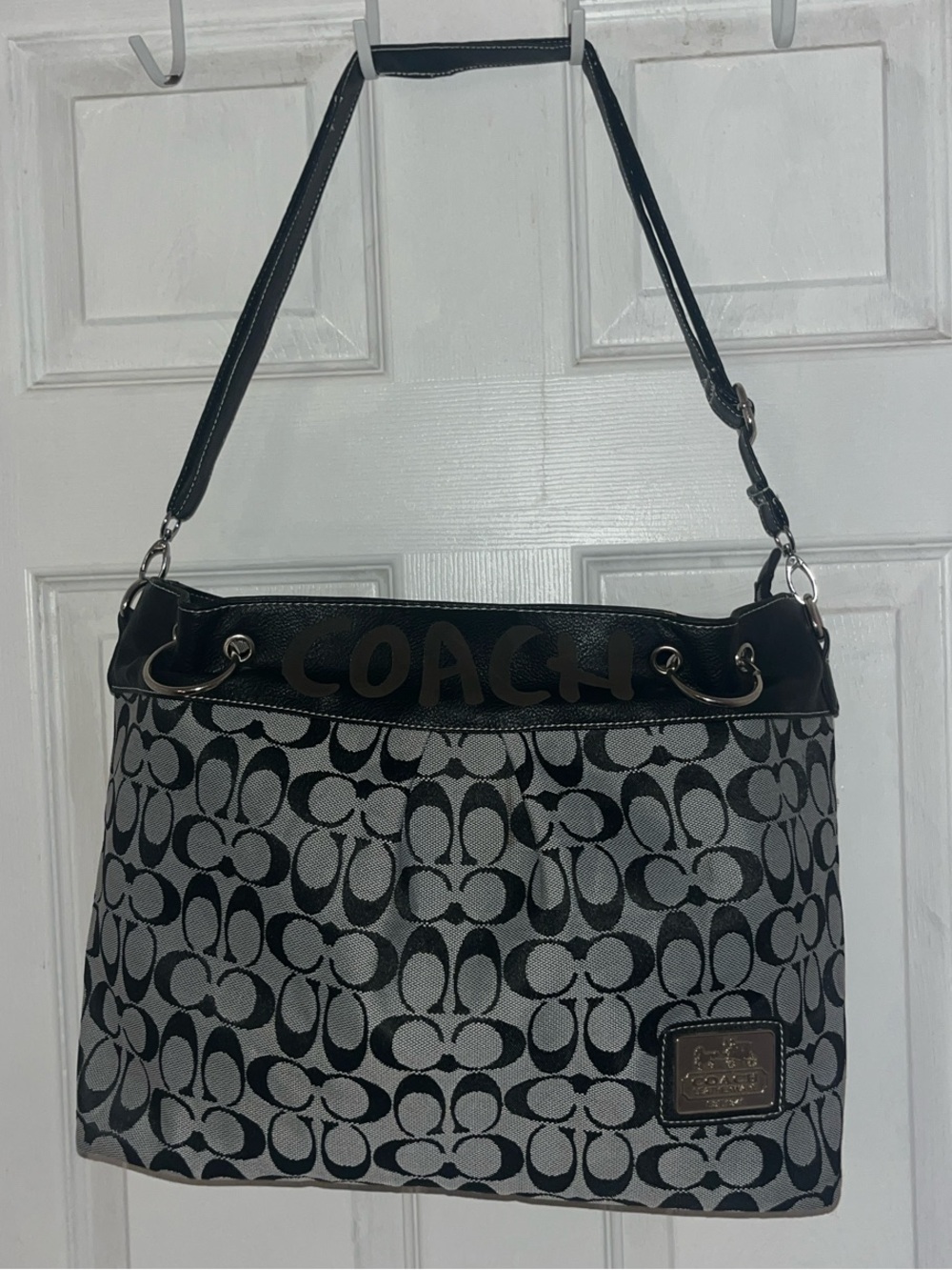 Coach Black and Gray Signature Tote